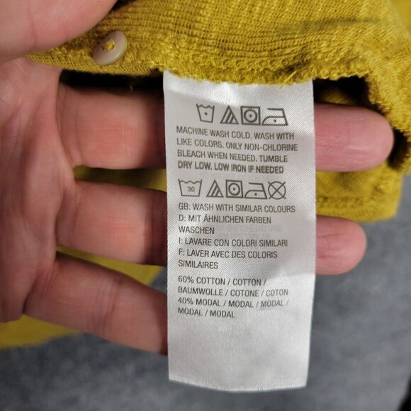 LOGO LORI GOLDSTEIN Mustard One Button Swing Cardigan Lagenlook SIZE MEDIUM - Picture 10 of 11